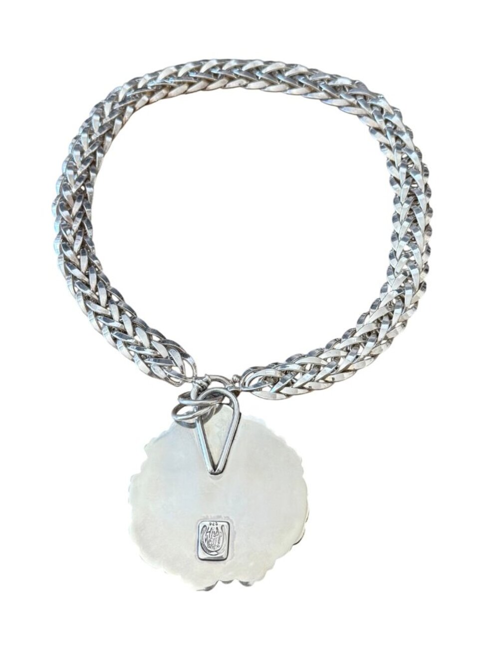 Hi West Silver Barbed Wire Leafy Amulet With Vintage Braided Chain - Picture 4 of 8